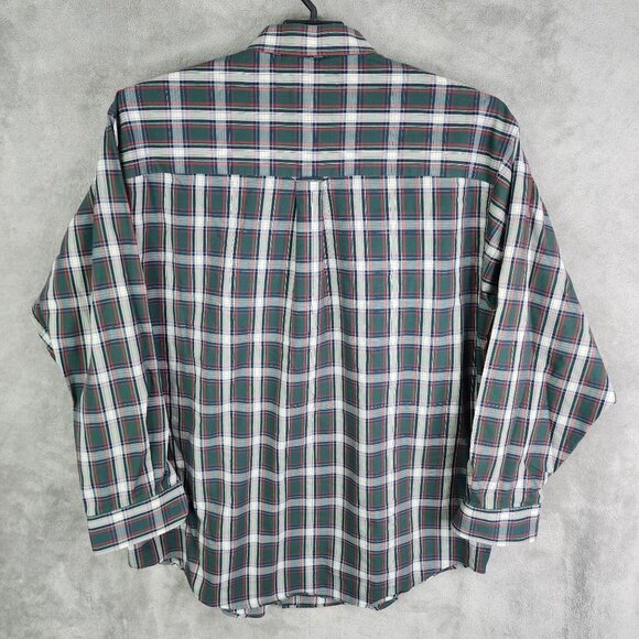 Mens Roundtree & Yorke Shirt Green Blue Red Plaid Button Down Long Sleeve XLT - Picture 4 of 7